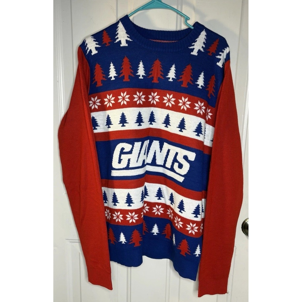 NFL Team Apparel Mens Large New York Giants Football Sweater Excellent